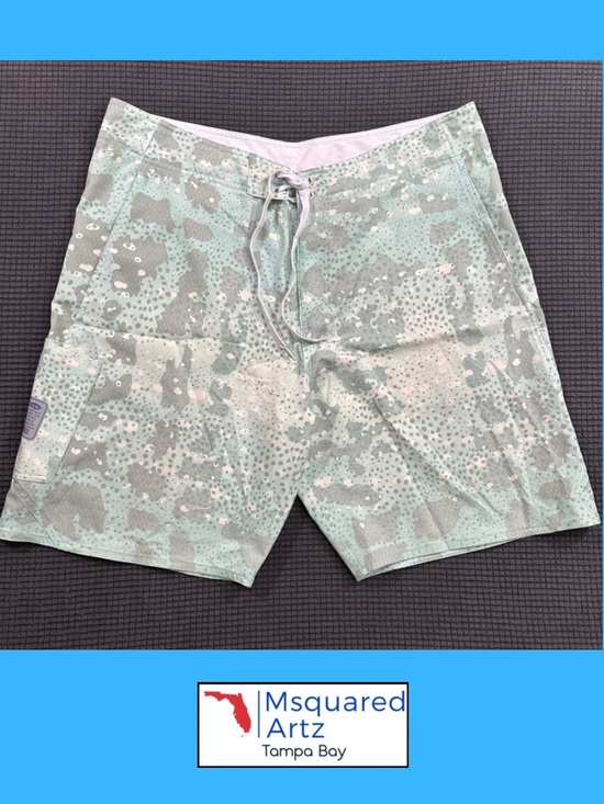 AFTCO Other - AFTCO Fishing Board Shorts Men's 38 Seafoam Camo Stretch Performance Swim Trunks
